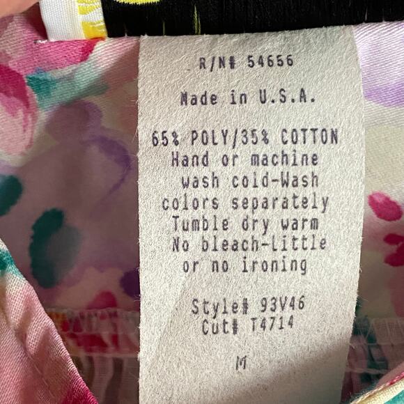 Vtg 80s 90s Two Potato Granny Pastel Floral Midi Tiered Muumuu Dress M Sheer - Picture 16 of 16